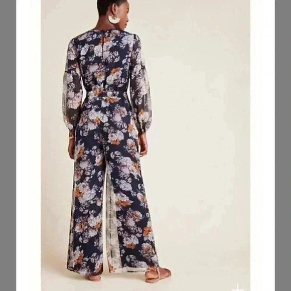 Anthropologie Navy and Flower Print Ali Jay Rompe - Picture 2 of 4